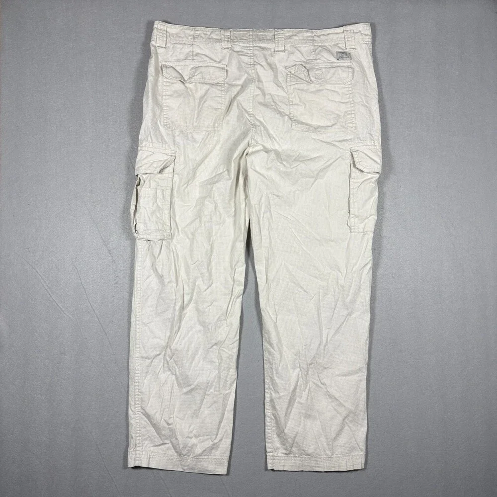VIntage Chaps Men’s Lightweight Cotton Ripstop Cargo Pants White Cream 38x30